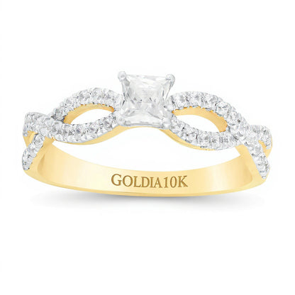 0.5 CT. TW Princess-Cut Diamond Infinity Twist Shank Engagement Ring in 10K Gold