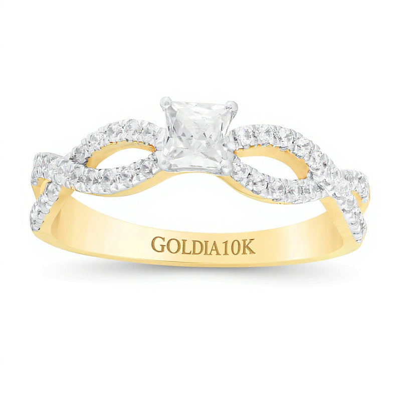 0.5 CT. TW Princess-Cut Diamond Infinity Twist Shank Engagement Ring in 10K Gold