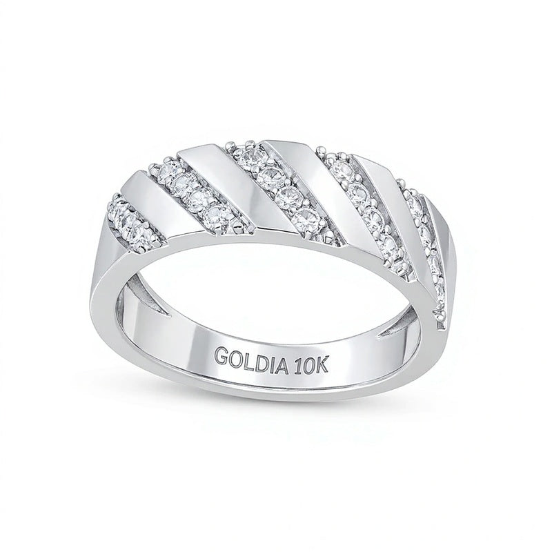 0.33 CT. TW Diamond Slant Row Band in 10K White Gold