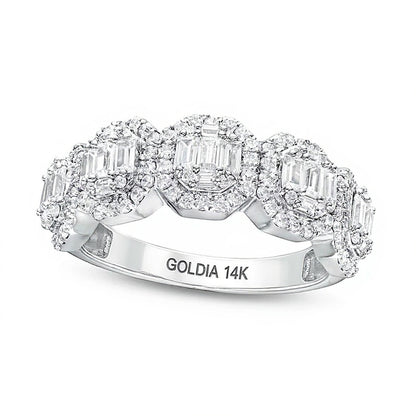 1.0 CT. TW Octagon Multi-Diamond Five Stone Ring in 14K White Gold