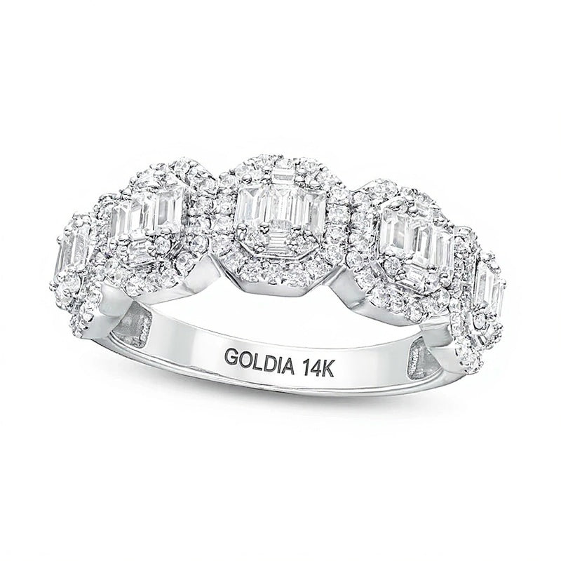 1.0 CT. TW Octagon Multi-Diamond Five Stone Ring in 14K White Gold