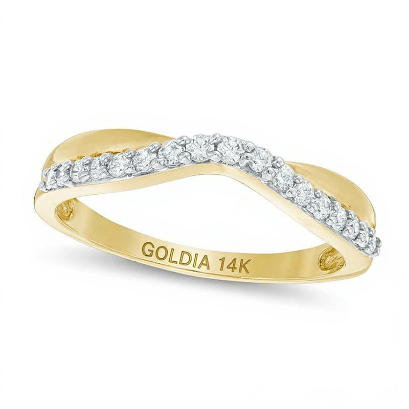 0.25 CT. TW Diamond Twist Contour Wedding Band in 14K Gold