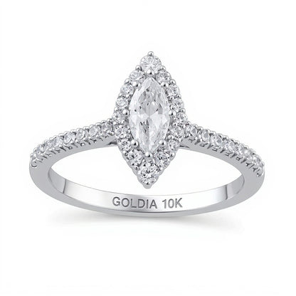 0.63 CT. TW Marquise Diamond Frame Engagement Ring in 10K White Gold