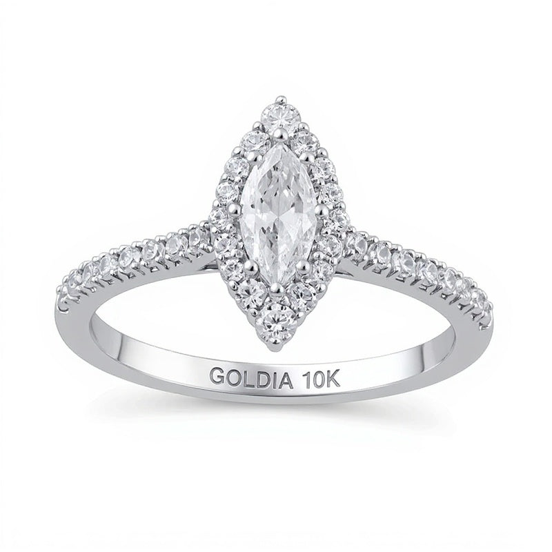 0.63 CT. TW Marquise Diamond Frame Engagement Ring in 10K White Gold