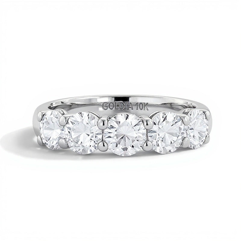 2.0 CT. TW Lab-Grown Diamond Five-Stone Anniversary Band in 10K White Gold (F/VS2)