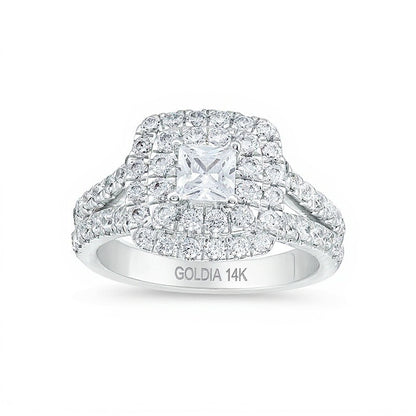 2.0 CT. TW Princess-Cut Lab-Grown Diamond Double Frame Engagement Ring in 14K White Gold (F/VS2)