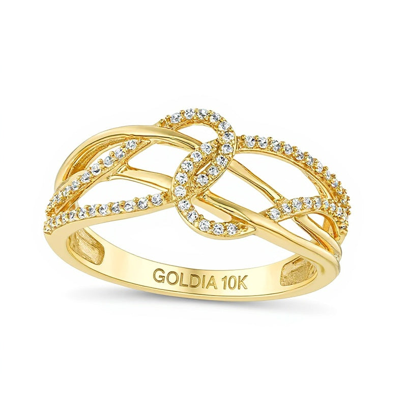 0.17 CT. TW Diamond Layered Crossover Looped Ring in 10K Gold