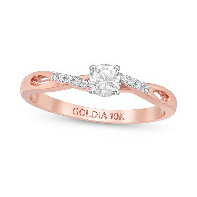 0.33 CT. TW Diamond Twist Shank Engagement Ring in 10K Rose Gold
