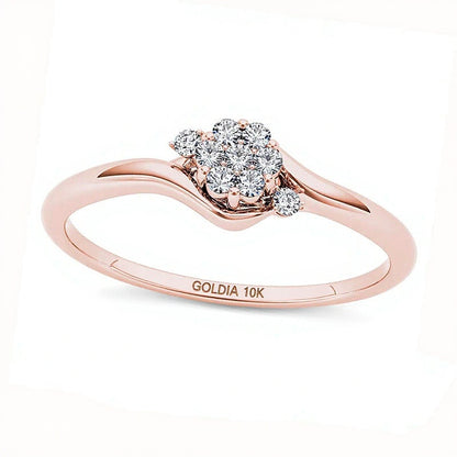 Diamond Accent Flower Bypass Promise Ring in 10K Rose Gold