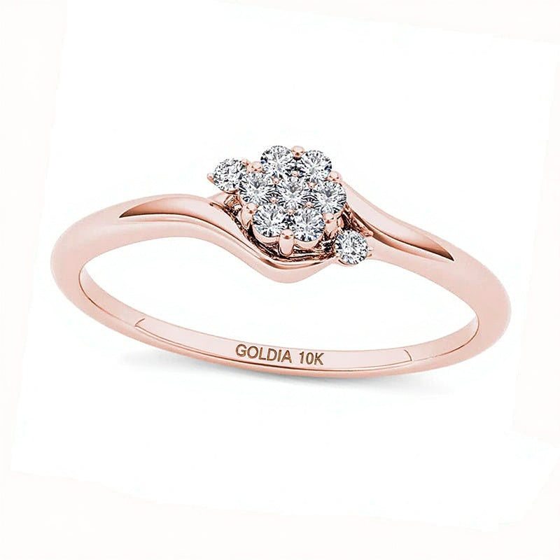 Diamond Accent Flower Bypass Promise Ring in 10K Rose Gold