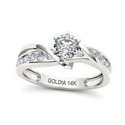 0.75 CT. TW Diamond Crossover Engagement Ring in 14K White Gold