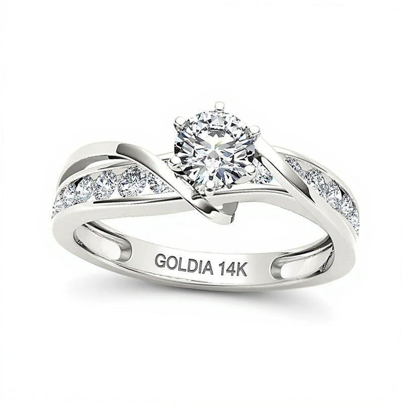 0.75 CT. TW Diamond Crossover Engagement Ring in 14K White Gold