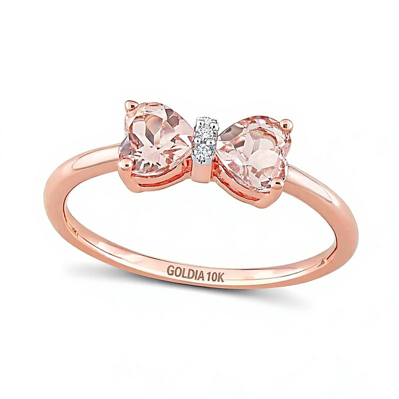 5.0mm Heart-Shaped Morganite and Diamond Accent Bow Ring in 10K Rose Gold