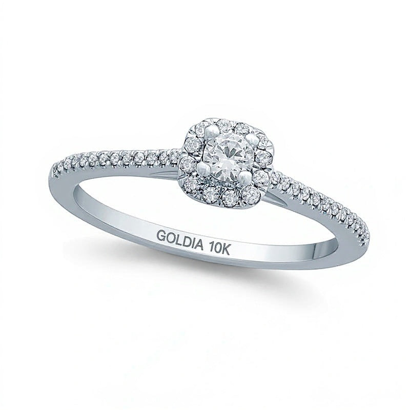 0.25 CT. TW Diamond Cushion Frame Promise Ring in 10K White Gold