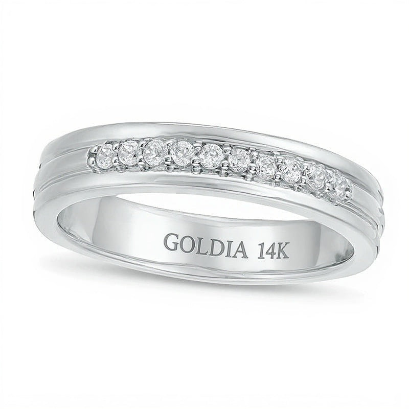 0.2 CT. TW Diamond Groove Wedding Band in 14K White Gold