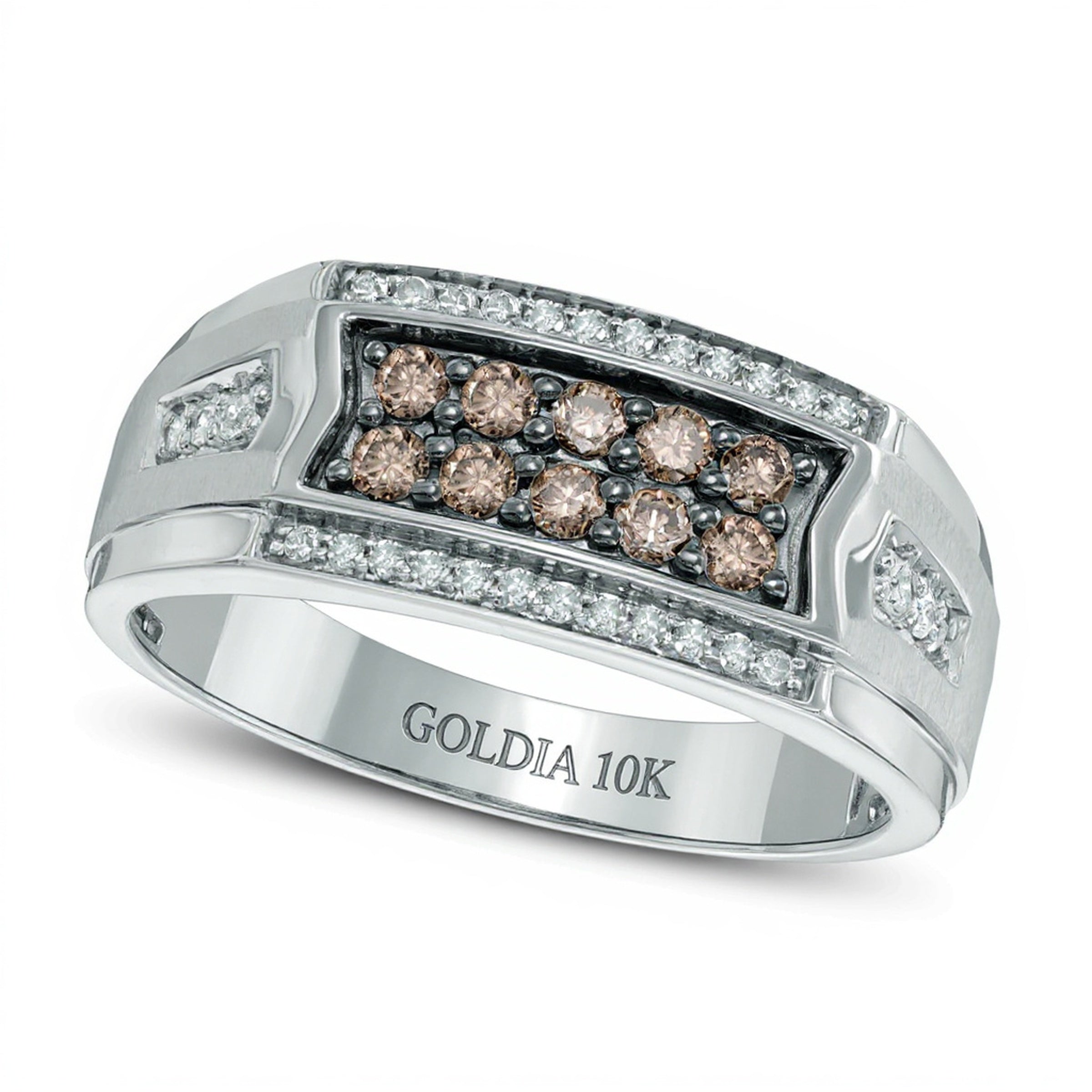 0.5 CT. TW Champagne and White Diamond Ring in 10K White Gold