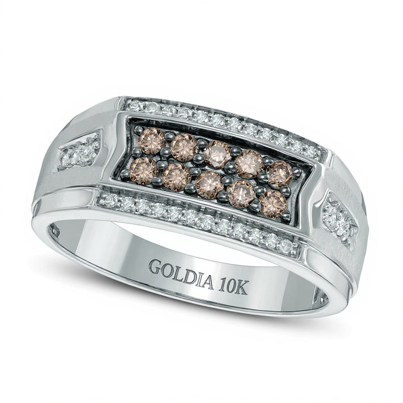 0.5 CT. TW Champagne and White Diamond Ring in 10K White Gold