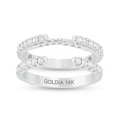 1.0 CT. TW Diamond Cathedral Solitaire Enhancer in 14K White Gold