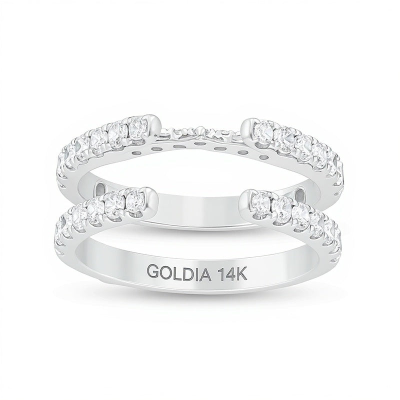 1.0 CT. TW Diamond Cathedral Solitaire Enhancer in 14K White Gold