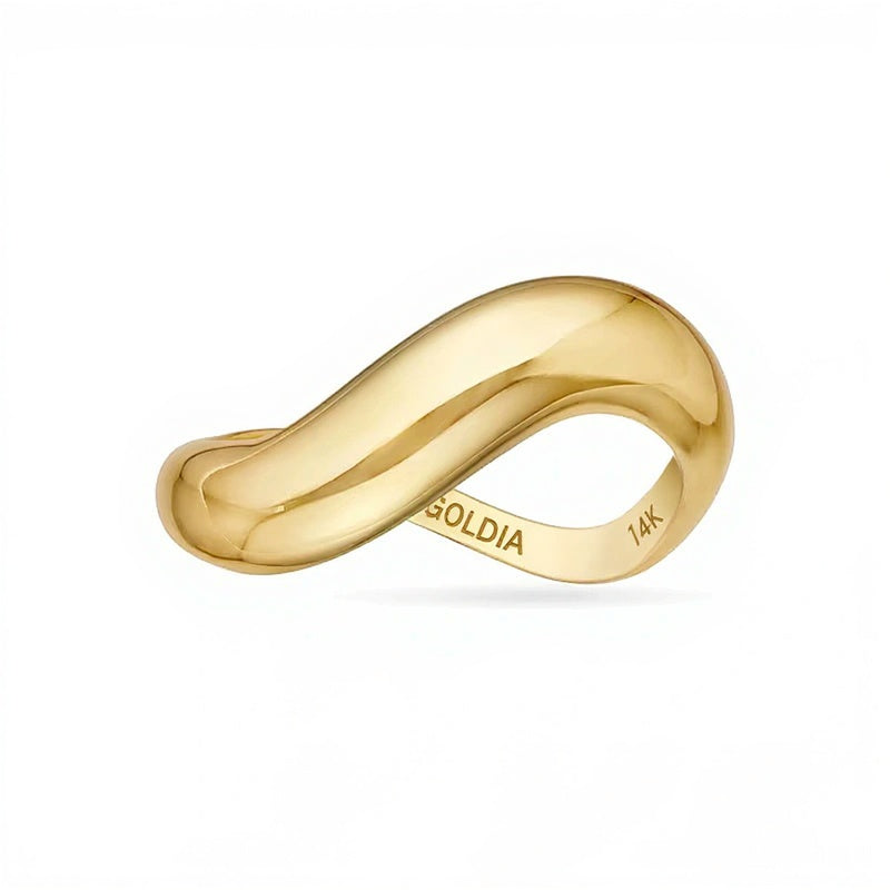 Wave Ring in Solid 14K Gold