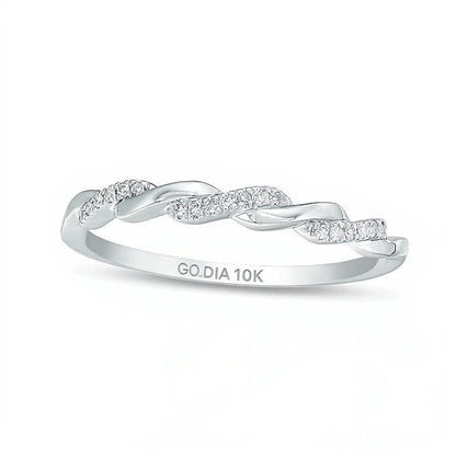0.05 CT. TW Diamond Twist Wedding Band in 10K White Gold
