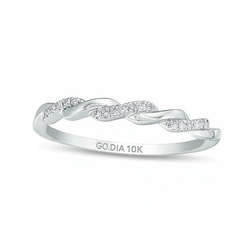 0.05 CT. TW Diamond Twist Wedding Band in 10K White Gold