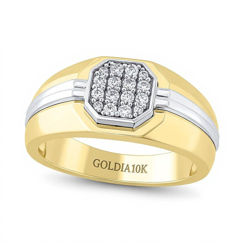 0.25 CT. TW Octagon-Shaped Multi-Diamond Ring in 10K Two-Tone Gold