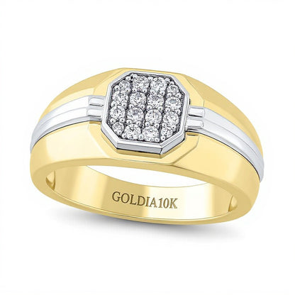 0.25 CT. TW Octagon-Shaped Multi-Diamond Ring in 10K Two-Tone Gold