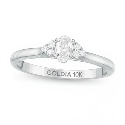 0.38 CT. TW Oval Diamond Tri-Sides Engagement Ring in 10K White Gold