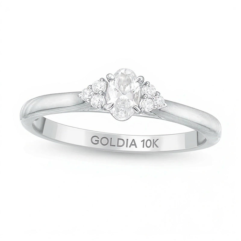 0.38 CT. TW Oval Diamond Tri-Sides Engagement Ring in 10K White Gold