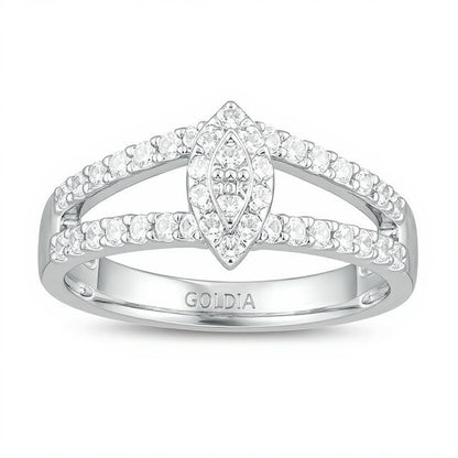 0.95 CT. T.W. Pear-Shaped Multi-Diamond Frame Multi-Row Ring in 10K White Gold