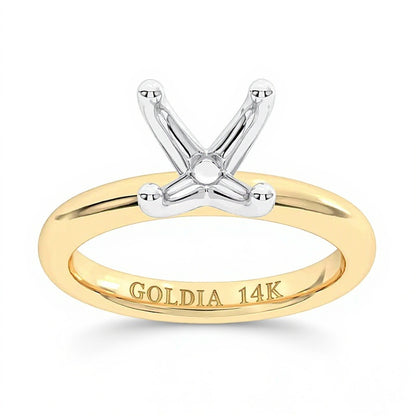 Classic Four-Prong Solitaire Semi-Mount Setting in 14K Gold