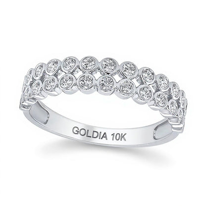 0.33 CT. TW Diamond Bezel Double Row Ring in 10K White Gold