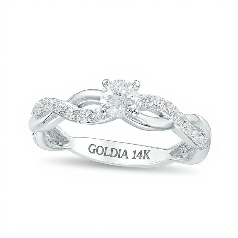 1.0 CT. TW Diamond Twist Engagement Ring in 14K White Gold