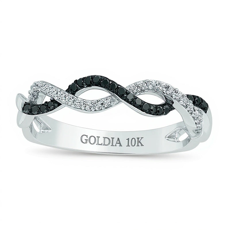 0.17 CT. TW Black Enhanced and White Diamond Twist Shank Band in 10K White Gold