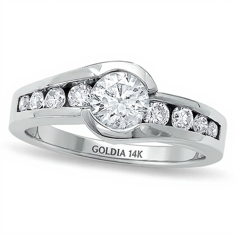 1.0 CT. TW Diamond Bezel Set Engagement Ring in 14K White Gold