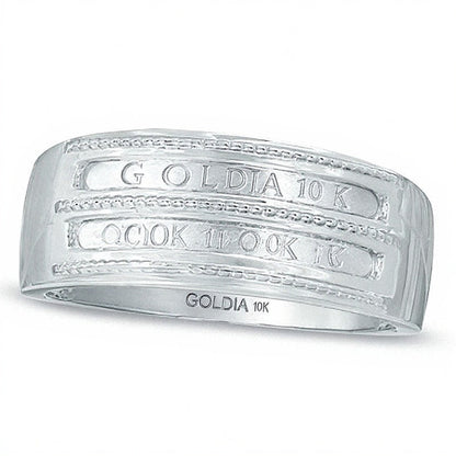 0.2 CT. TW Diamond and Milgrain Wedding Band in 10K White Gold