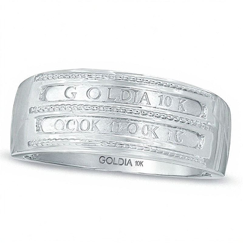 0.2 CT. TW Diamond and Milgrain Wedding Band in 10K White Gold