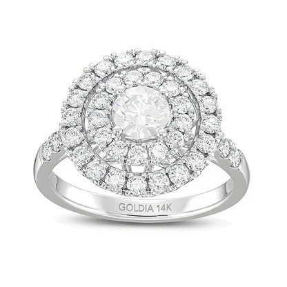 1.5 CT. TW Diamond Double Frame Engagement Ring in 14K White Gold (I/I1)