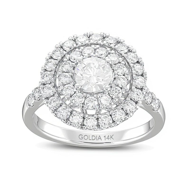 1.5 CT. TW Diamond Double Frame Engagement Ring in 14K White Gold (I/I1)