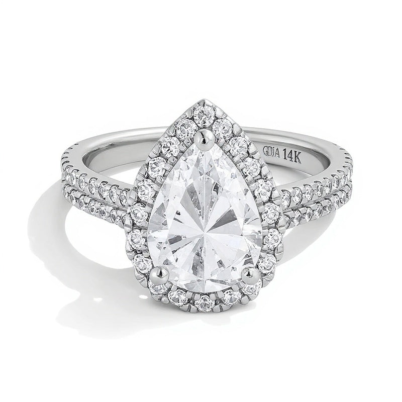 2.63 CT. TW Pear-Shaped Lab-Grown Diamond Frame Ring in 14K White Gold (F/SI2)