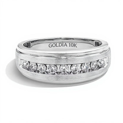 0.5 CT. TW Diamond Stepped Edge Band in 10K White Gold
