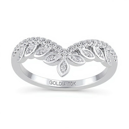 0.2 CT. TW Marquise-Frame Diamond Tiara Contour Band in 10K White Gold