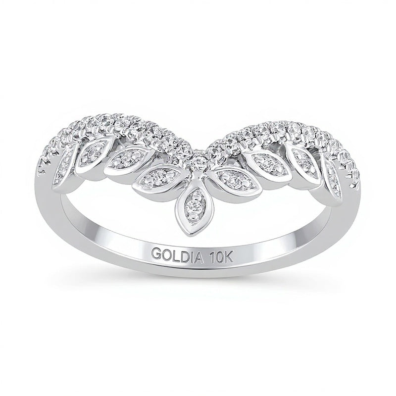 0.2 CT. TW Marquise-Frame Diamond Tiara Contour Band in 10K White Gold