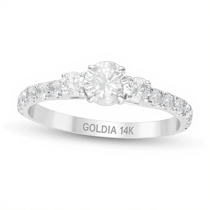 1.0 CT. TW Diamond Three Stone Engagement Ring in 14K White Gold