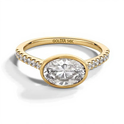 1.75 CT. TW Oval Lab-Grown Diamond Bezel-Set Sideways Engagement Ring in 14K Gold (F/VS2)