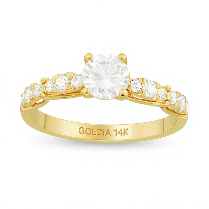 1.0 CT. TW Diamond Scalloped Shank Engagement Ring in 14K Gold