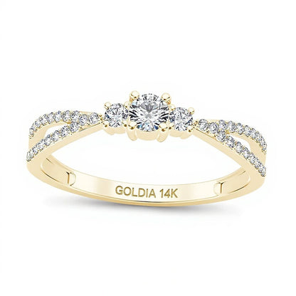 0.25 CT. TW Diamond Three Stone Split Shank Engagement Ring in 14K Gold
