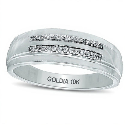 0.1 CT. TW Diamond Double Row Wedding Band in 10K White Gold