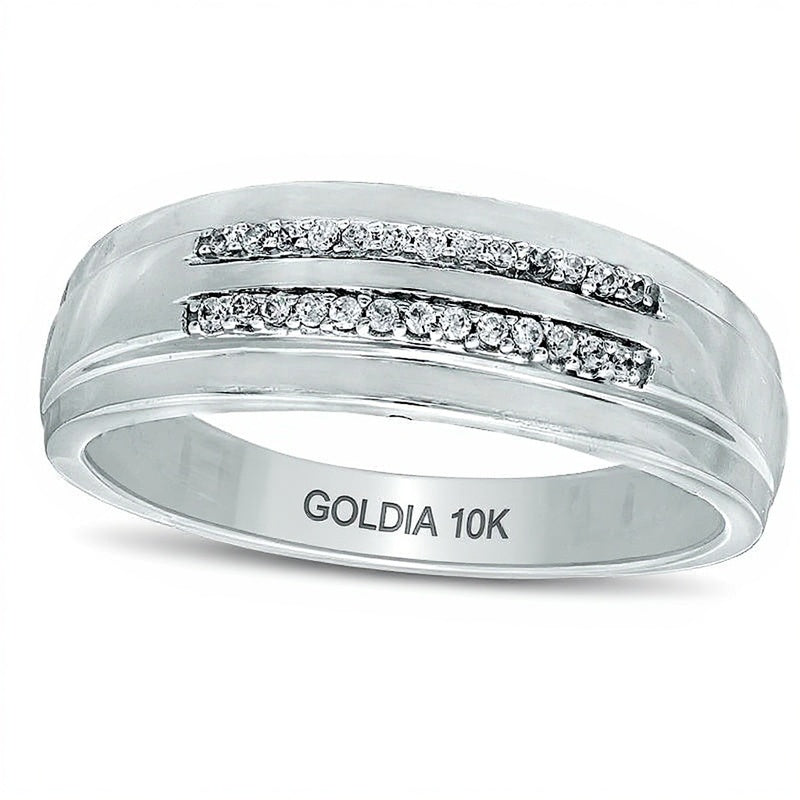 0.1 CT. TW Diamond Double Row Wedding Band in 10K White Gold
